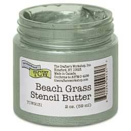 Stencil Butter Acrylic Paint - Beach Grass, 2 oz, Jar open