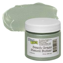 Stencil Butter Acrylic Paint - Beach Grass, 2 oz, Jar and swatch