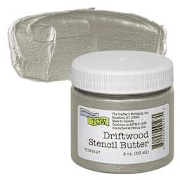 Stencil Butter Acrylic Paint - Driftwood, 2 oz, Jar and swatch