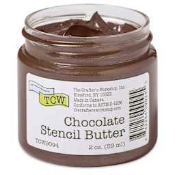 Stencil Butter Acrylic Paint - Chocolate, 2 oz with lid off