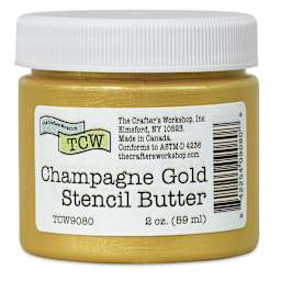 Stencil Butter Acrylic Paint - Champagne Gold, 2 oz, Jar (Front of jar)
