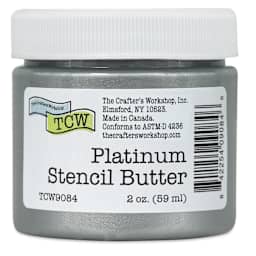 Stencil Butter Acrylic Paint - Platinum, 2 oz, Jar (Front of jar)