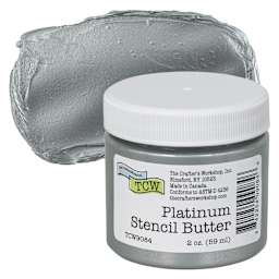 Stencil Butter Acrylic Paint- Platinum, 2 oz, Jar and swatch