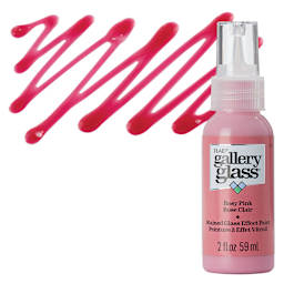 Gallery Glass Paint - Rosy Pink, 2 oz bottle and swatch