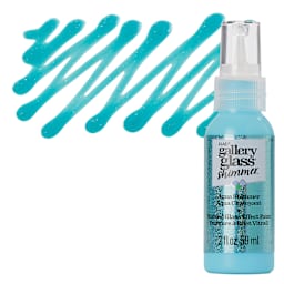 Gallery Glass Paint - Shimmer Aqua, 2 oz bottle and swatch