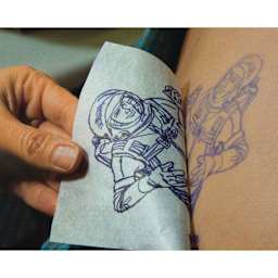 Jacquard Spirit Body Art Transfer Paper - 10 sheets, 11-7/8" x 8-3/8" (Astronaut being transferred onto skin)