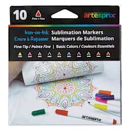 Artesprix Sublimation Markers - Fine-Tip, Set of 10 Basic Colors front of package