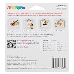 Artesprix Sublimation Markers - Chisel-Tip, Set of 10 Bold Colors back of package