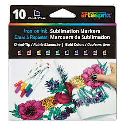 Artesprix Sublimation Markers - Chisel-Tip, Set of 10 Bold Colors front of package