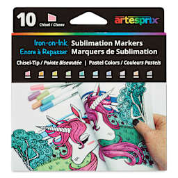 Artesprix Sublimation Markers - Chisel-Tip, Set of 10 Pastel Colors front of package