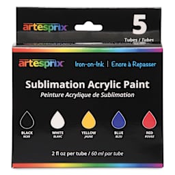 Artesprix Sublimation Acrylic Paints - Basic Set of 5, 2 oz tubes front of box