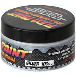 Flexi Paint Waterbased Flexible Cosplay Paint - Metallic Silver, 100 g (0.22 lb) side view