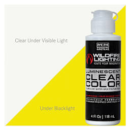 Wildfire Invisible Clear Color Luminescent Polyurethane Paint - Yellow, Flat, 4 oz Bottle and swatch