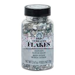 Plaid FolkArt Terrazzo Color Chip Flakes - Teal Multi, 2.47 oz front of bottle