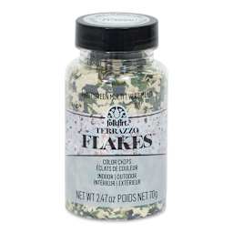 Plaid FolkArt Terrazzo Color Chip Flakes - Green Multi, 2.47 oz front of bottle