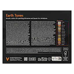 Vallejo Acrylic Model Color Paints Set - Set of 16, Earth Tones back of package