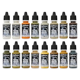 Vallejo Acrylic Model Color Paints Set - Set of 16, Earth Tones set contents