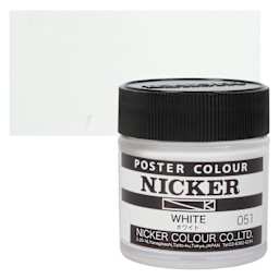 Nicker Poster Colour Paint - White, 40 ml jar and swatch