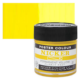 Nicker Poster Colour Paint - Permanent Yellow, 40 ml jar and swatch