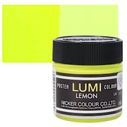 Nicker Lumi Poster Colour Paint - Lumi Lemon, 40 ml jar and swatch