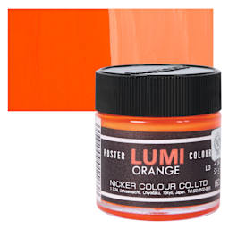 Nicker Lumi Poster Colour Paint - Lumi Orange, 40 ml jar and swatch