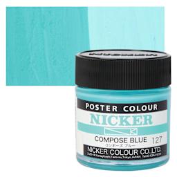 Nicker Poster Colour Paint - Compose Blue, 40 ml jar and swatch