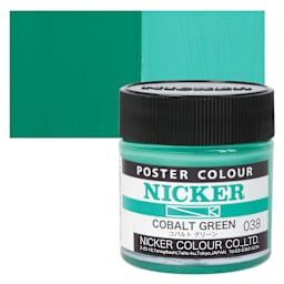 Nicker Poster Colour Paint - Cobalt Green, 40 ml jar and swatch