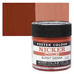Nicker Poster Colour Paint - Burnt Sienna, 40 ml jar and swatch