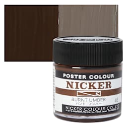 Nicker Poster Colour Paint - Burnt Umber, 40 ml jar and swatch