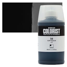 ShinHan Colorist Poster Color Paint - Soft Black, 40 ml bottle and swatch