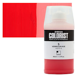 ShinHan Colorist Poster Color Paint - Vermilion Hue, 40 ml bottle and swatch