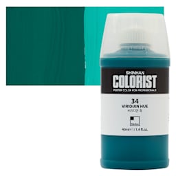 ShinHan Colorist Poster Color Paint - Viridian Hue, 40 ml bottle and swatch