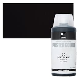 ShinHan Professional Poster Color Paint - Soft Black, 100 ml bottle and swatch