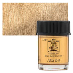 FolkArt Liquid Leaf Metallic Paint - Classic Gold, 0.75 oz jar and swatch