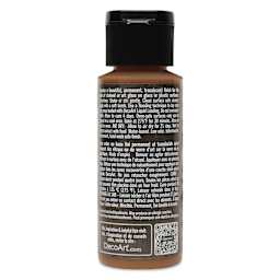 Back of DecoArt Stained Glass Paint - Amber Brown, 2 oz bottle
