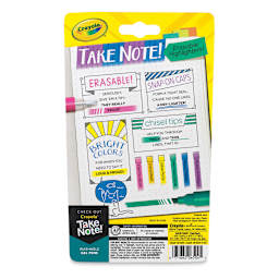 Crayola Take Note Erasable Highlighter Set (back of package)