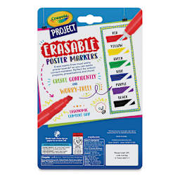 Crayola Project Erasable Poster Markers - Set of 6 - back of packaging