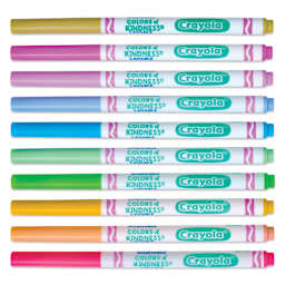 Crayola Ultra-Clean Washable Marker Set - Colors of Kindness, Fine Line, Set of 10 contents with caps on