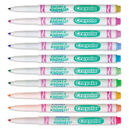 Crayola Ultra-Clean Washable Marker Set - Colors of Kindness, Fine Line, Set of 10 contents with caps off
