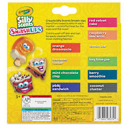 Crayola Silly Scent Smashups Markers - Set of 10, Broad Tip back of package