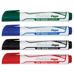 Maped Marker'Peps Dry Erase Marker Set - Chisel Tip, Assorted, Set of 4, caps on