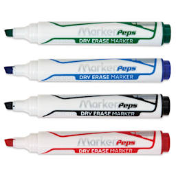 Maped Marker'Peps Dry Erase Marker Set - Chisel Tip, Assorted, Set of 4, caps off