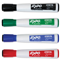 Expo Magnetic Dry Erase Markers - Chisel Tip, Assorted, Set of 4, markers with caps on