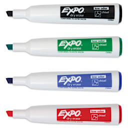 Expo Magnetic Dry Erase Markers - Chisel Tip, Assorted, Set of 4, markers with caps off