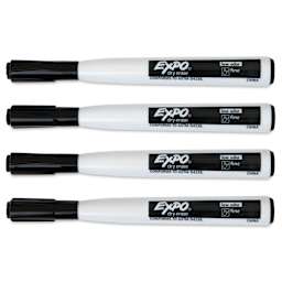 Expo Magnetic Dry Erase Markers - Fine Tip, Black, Set of 4, markers with caps on