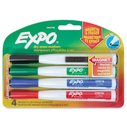 Expo Magnetic Dry Erase Markers - Fine Tip, Assorted, Set of 4, front of the packaging