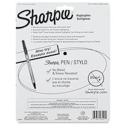 Sharpie Retractable Highlighters, back of packaging