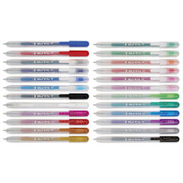 Sakura Gelly Roll Retractable Limited Edition Pens - Assorted Colors, Set of 24, laid out showing point