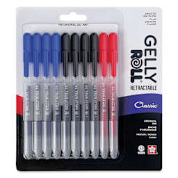 Sakura Gelly Roll Retractable Classic Pens - Assorted, Medium Tip, Set of 10, front of the packaging
