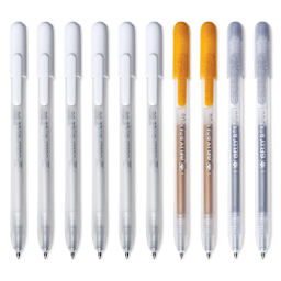 Sakura Gelly Roll Retractable Craft Pens - Assorted, Medium Tip, Set of 10, pens laid out